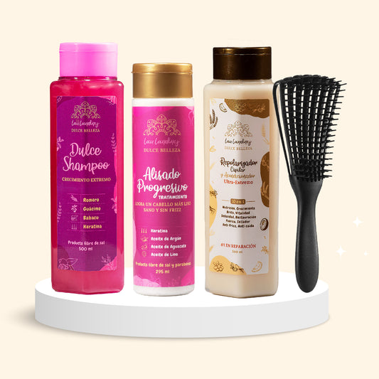 KIT REPARACION+TRATAMIENTO LISO PROGRESIVO+SHAMPOO CRECIMIENTO