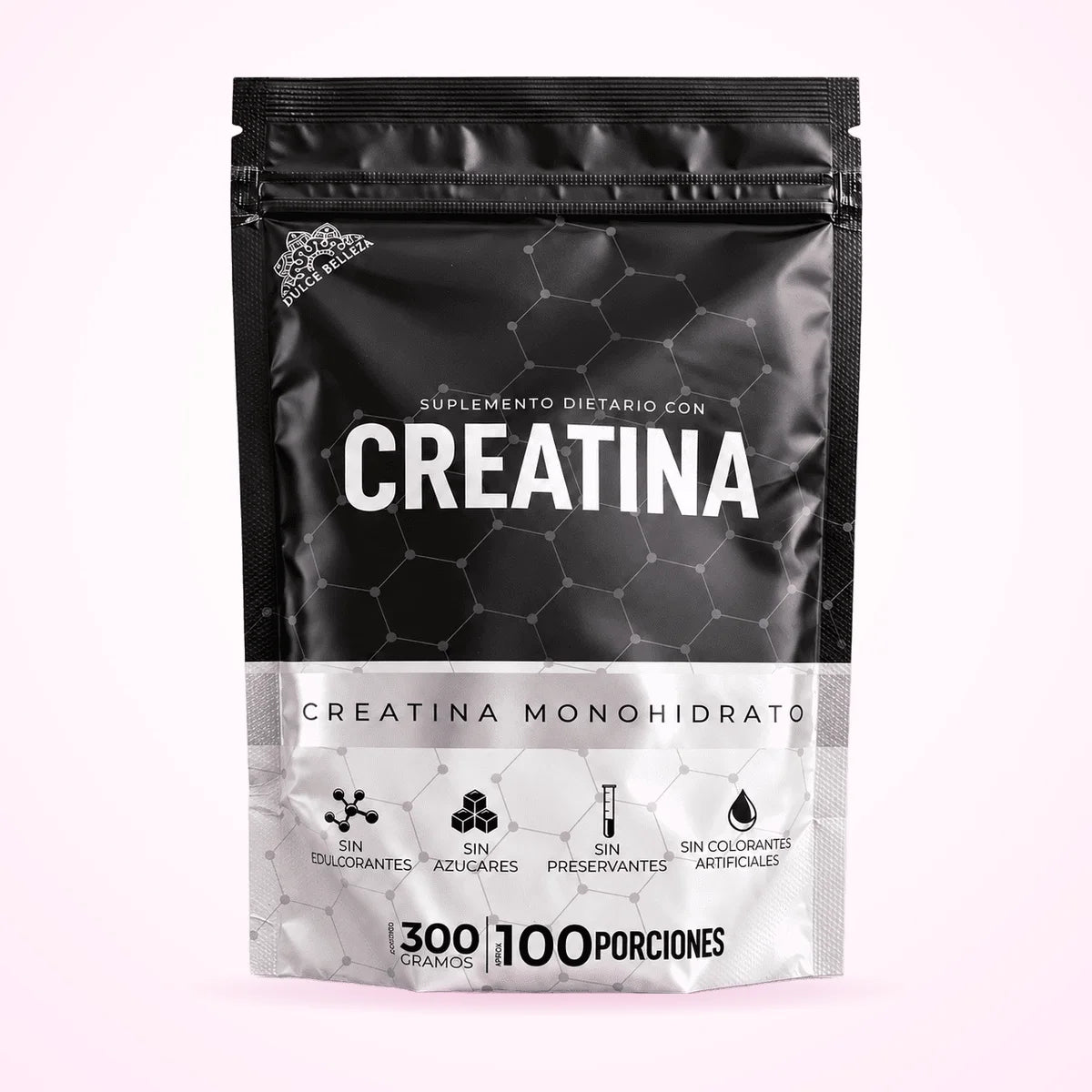 Bolsa de creatina monohidrato Dulce Belleza de 300 g, vista frontal